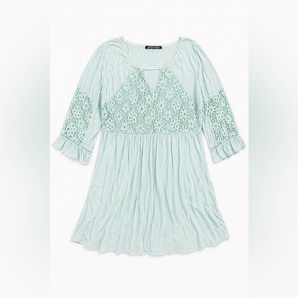 Love Kuza Mint Crochet Lace Boho Dress